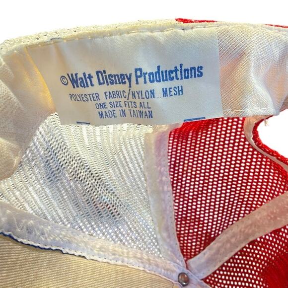 VINTAGE Disney Hat Cap Snap Back Mickey Mouse Theme Park Trucker Mens 70s 80s - Picture 4 of 4